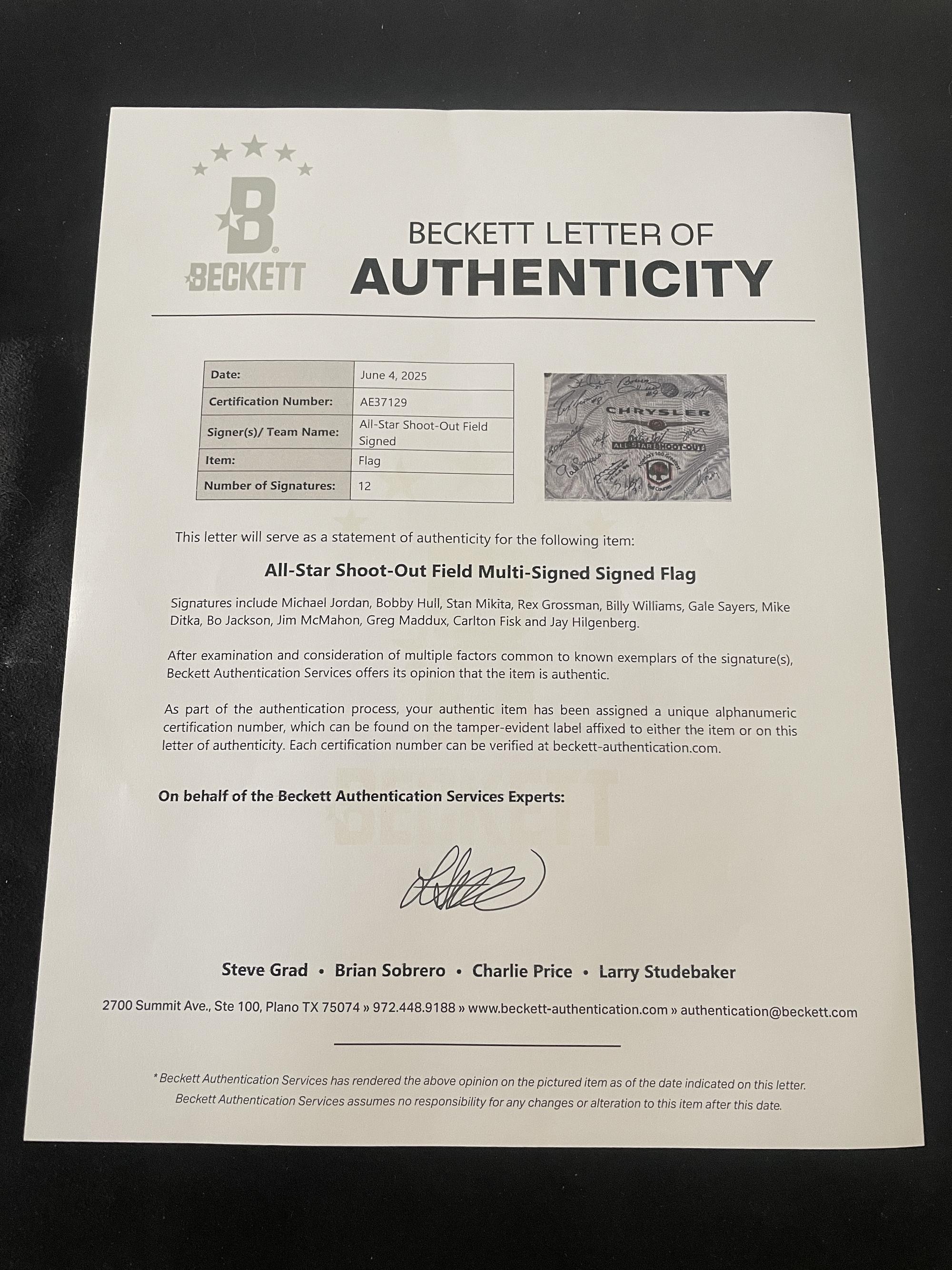 A 2004 Chrysler All-Star Golf Shootout Signed Autograph Golf Flag Including Michael Jordan (Beckett Authentication Services Letter)