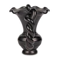 A French Black Glazed Ceramic Two-Handled Vase