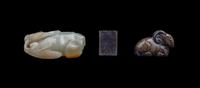 Three Chinese Jade and Glass Carvings of Animals