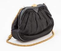 A Chanel Black Vintage Silk Evening Bag, 8" x 6" x 2".