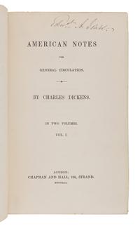 DICKENS, Charles (1812-1870). American Notes For General Circulation. London: Chapman and Hall, 1842.