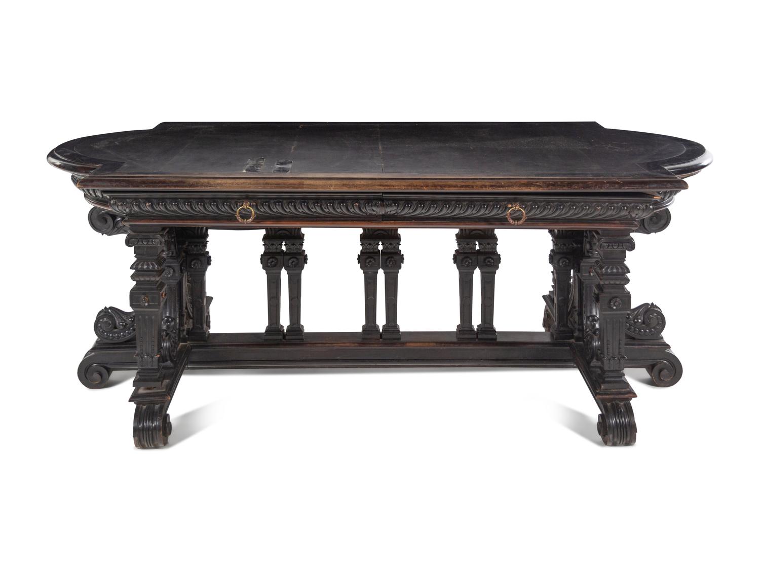 An Italian Renaissance Style Ebonized Library Table