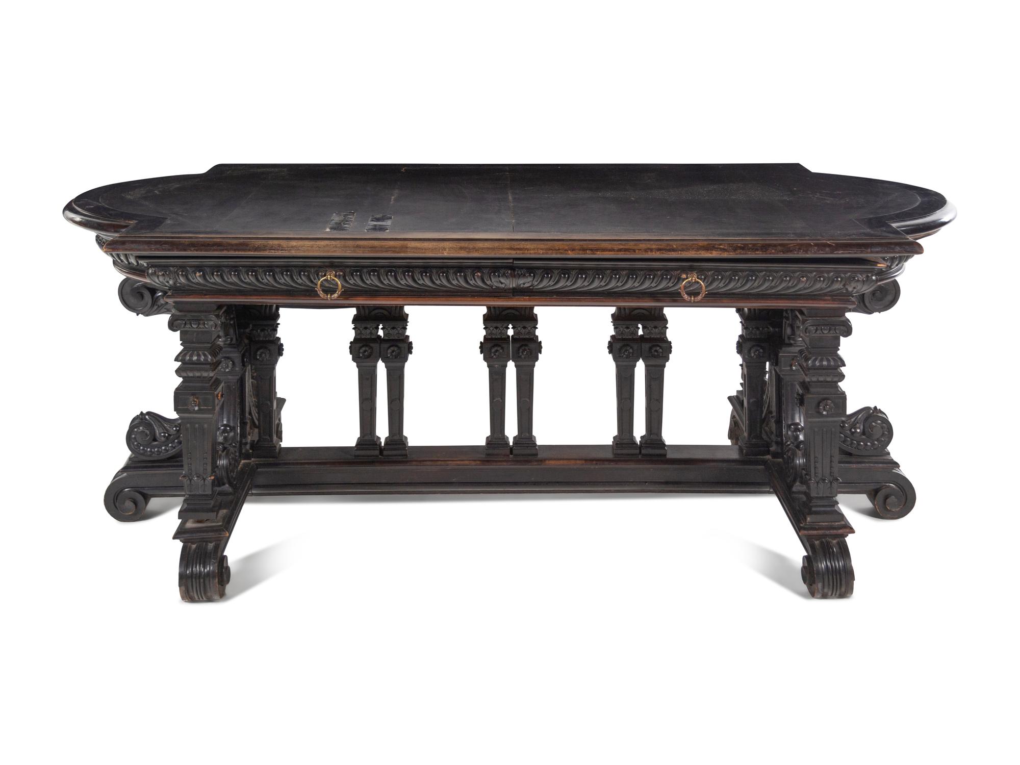 An Italian Renaissance Style Ebonized Library Table