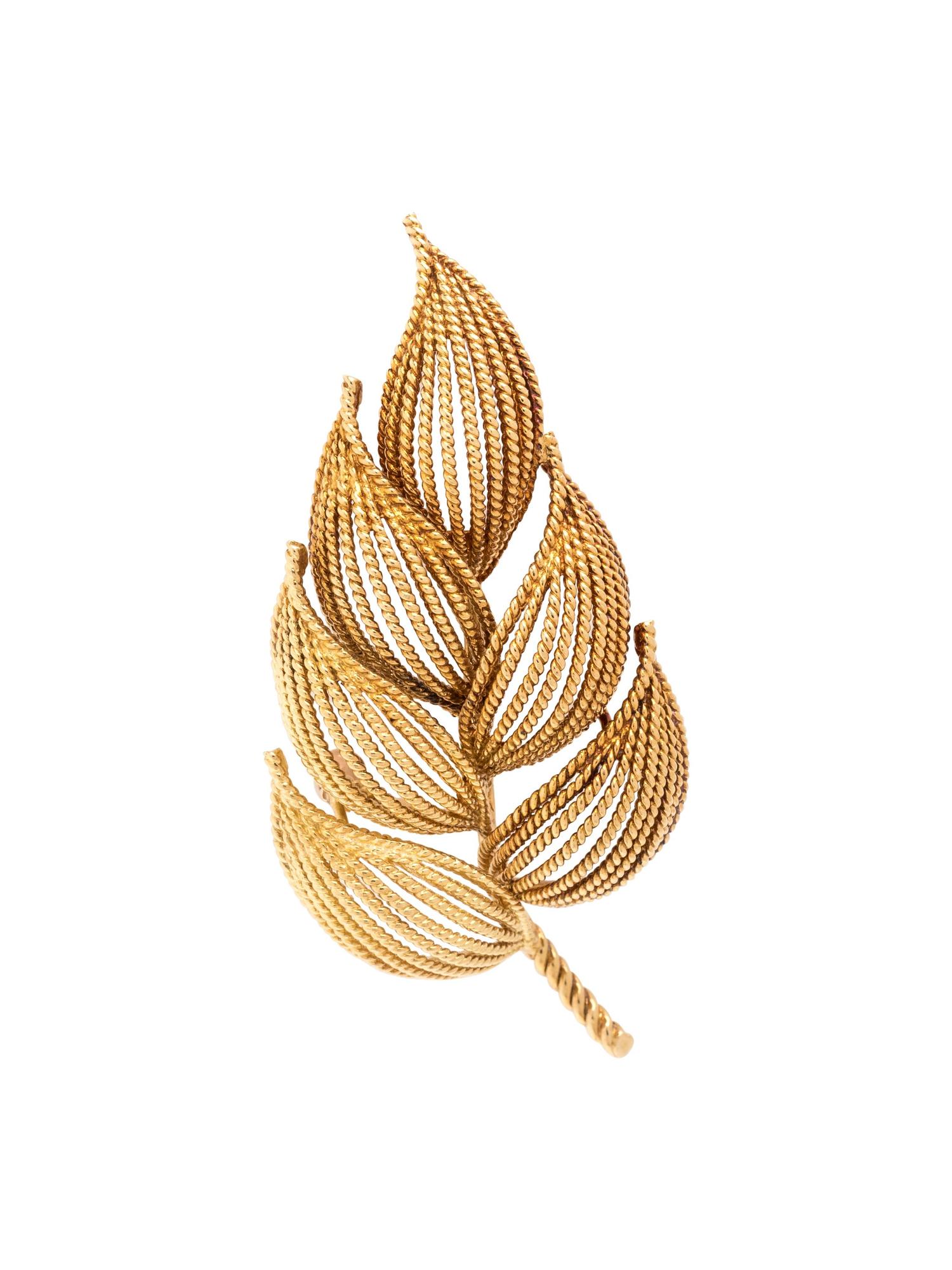 TIFFANY & CO., YELLOW GOLD LEAF BROOCH