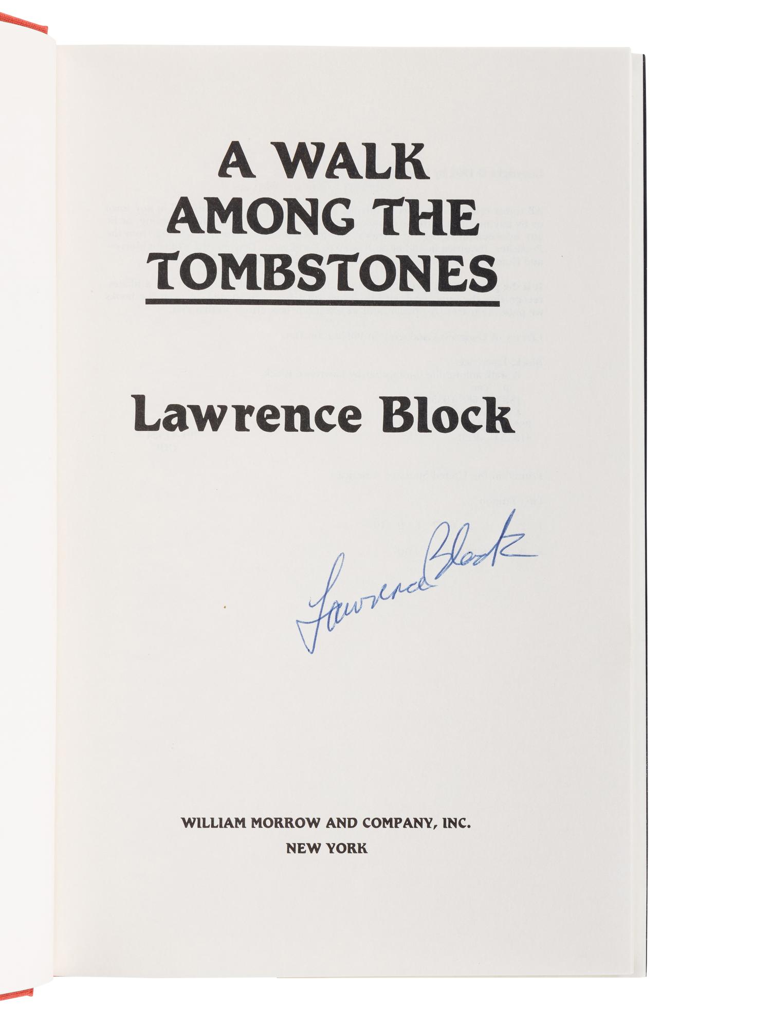 BLOCK, Lawrence (b. 1938). A group of 6 works by Block, ALL FIRST EDITIONS, ALL SIGNED OR INSCRIBED, comprising: