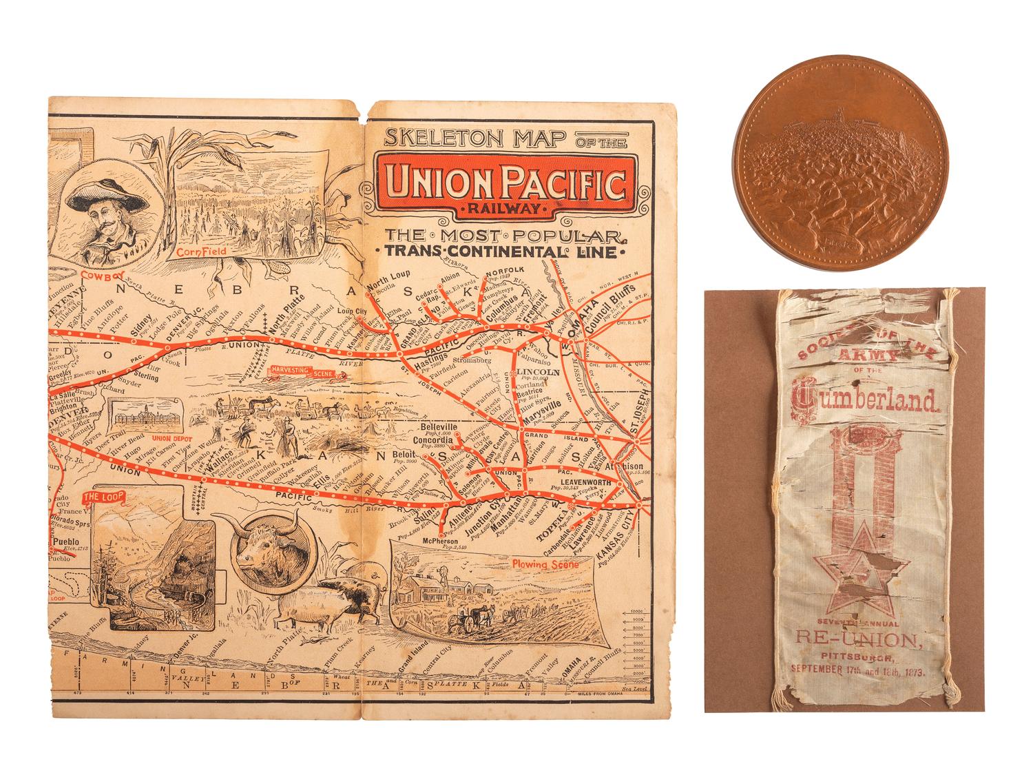 [CIVIL WAR]. A group of GAR badges and brochure, comprising: