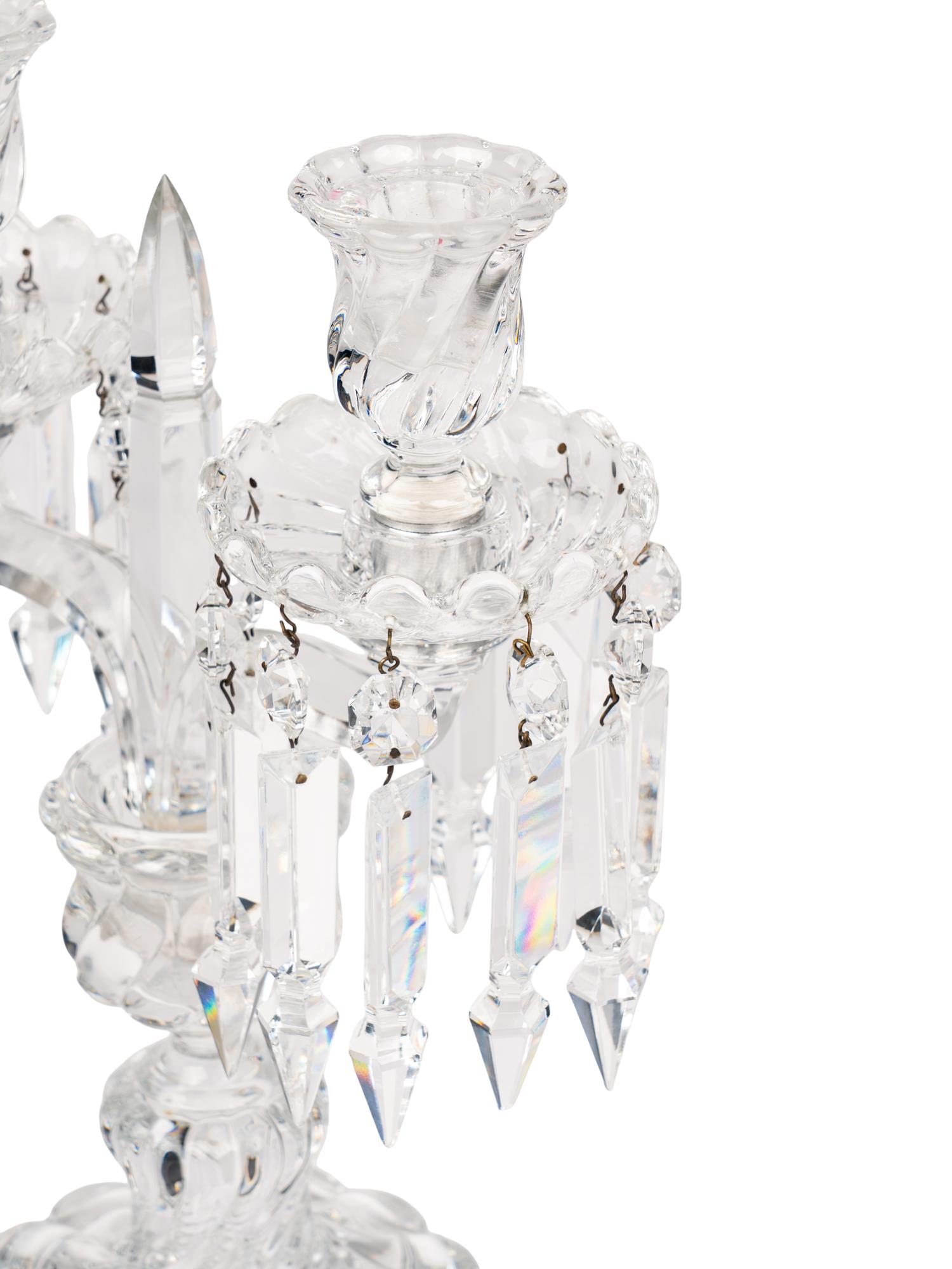 A Pair of Baccarat Molded Glass Two-Light Candelabra