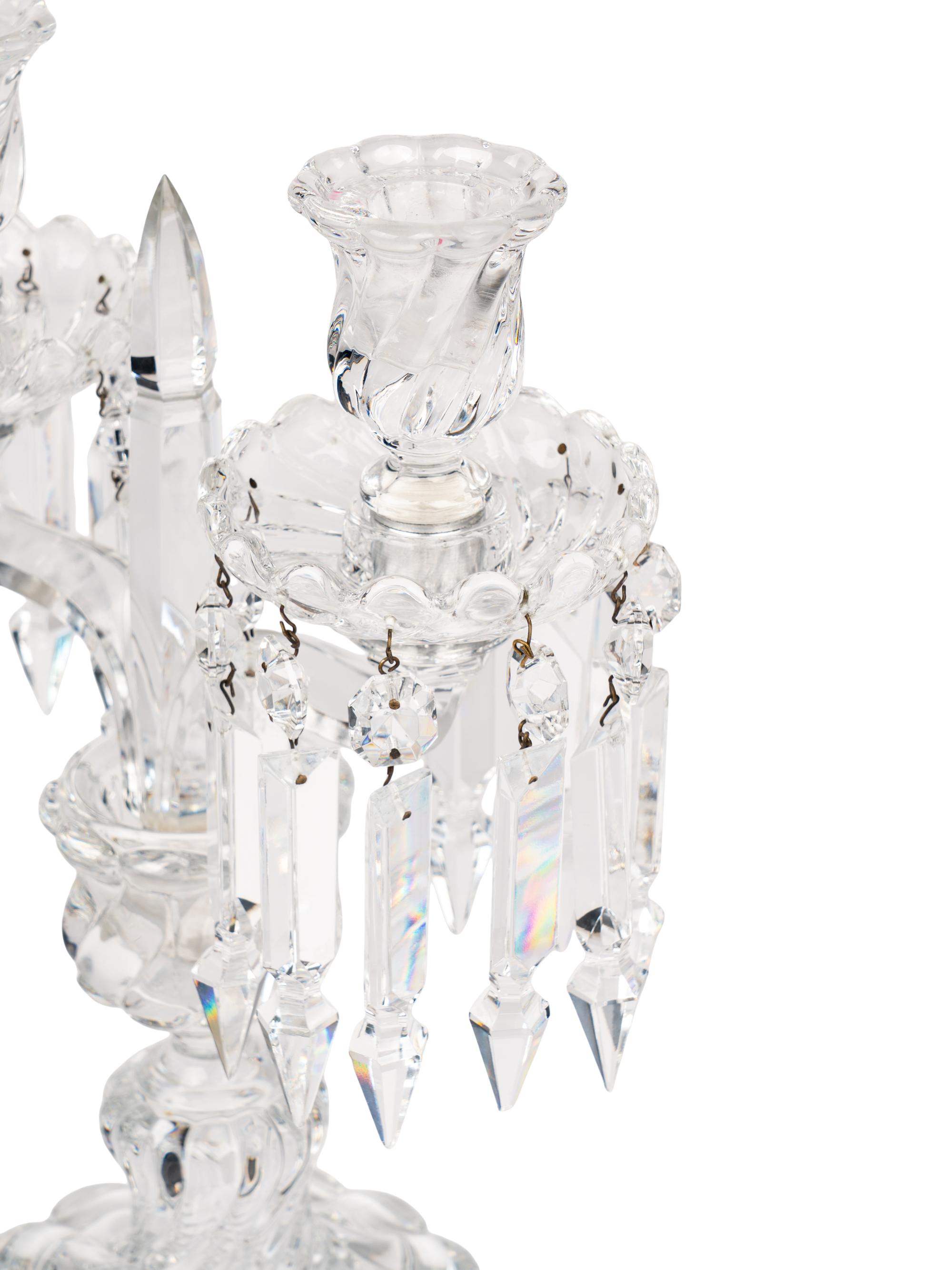 A Pair of Baccarat Molded Glass Two-Light Candelabra
