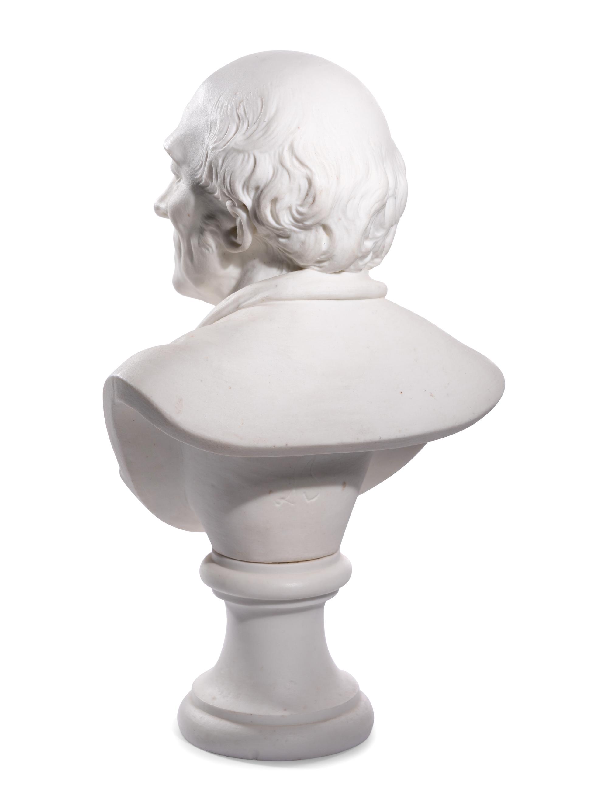 A French Biscuit Porcelain Bust of François-Marie Arouet, Called Voltaire