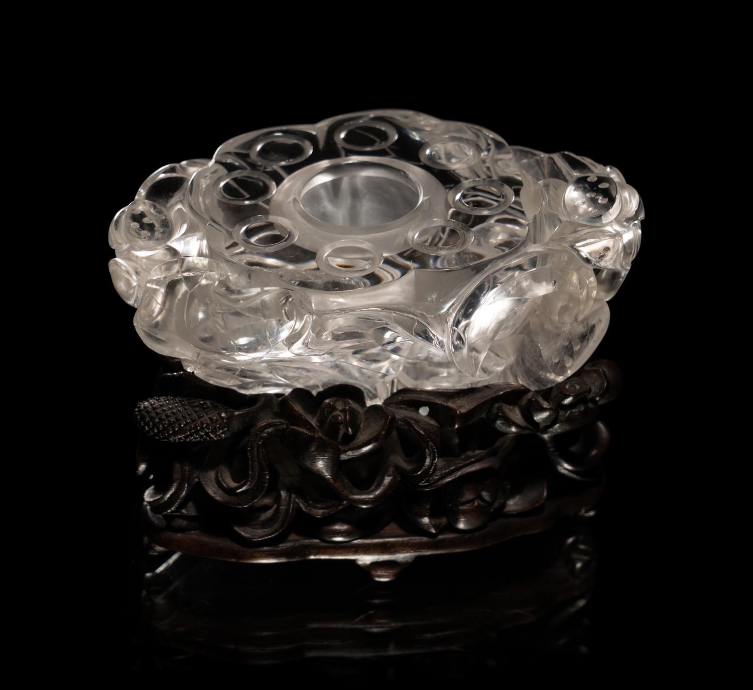 Two Chinese Rock Crystal Carvings and a Spinach Jade Seal