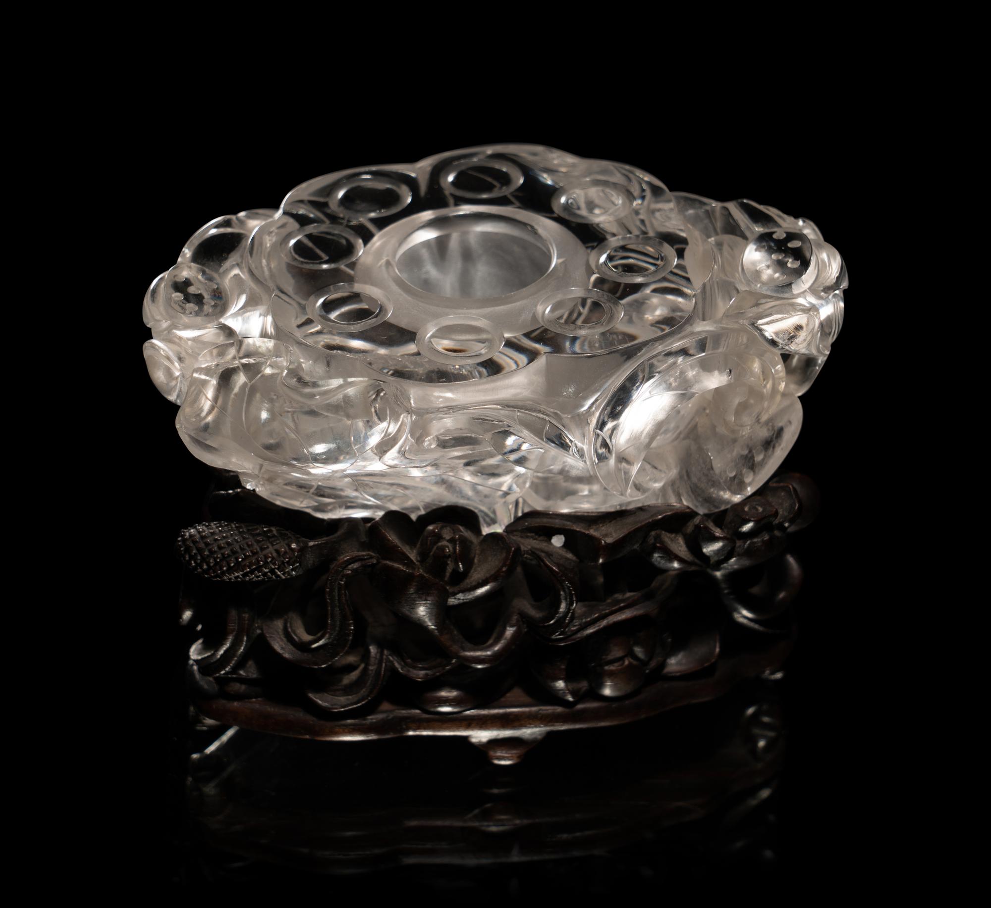 Two Chinese Rock Crystal Carvings and a Spinach Jade Seal