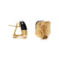 ANGELA CUMMINGS, YELLOW GOLD AND ONYX EARCLIPS