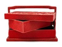 A Chinese Carved Red Lacquer Two-Tier Picnic Box
