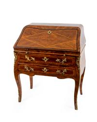 A Louis XV Style Gilt Bronze Mounted Tulipwood Bureau en Pente — 19TH CENTURY