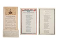 [LINCOLNIANA]. 3 poems and songs mourning the loss of Lincoln, incl. rare example with photograph.