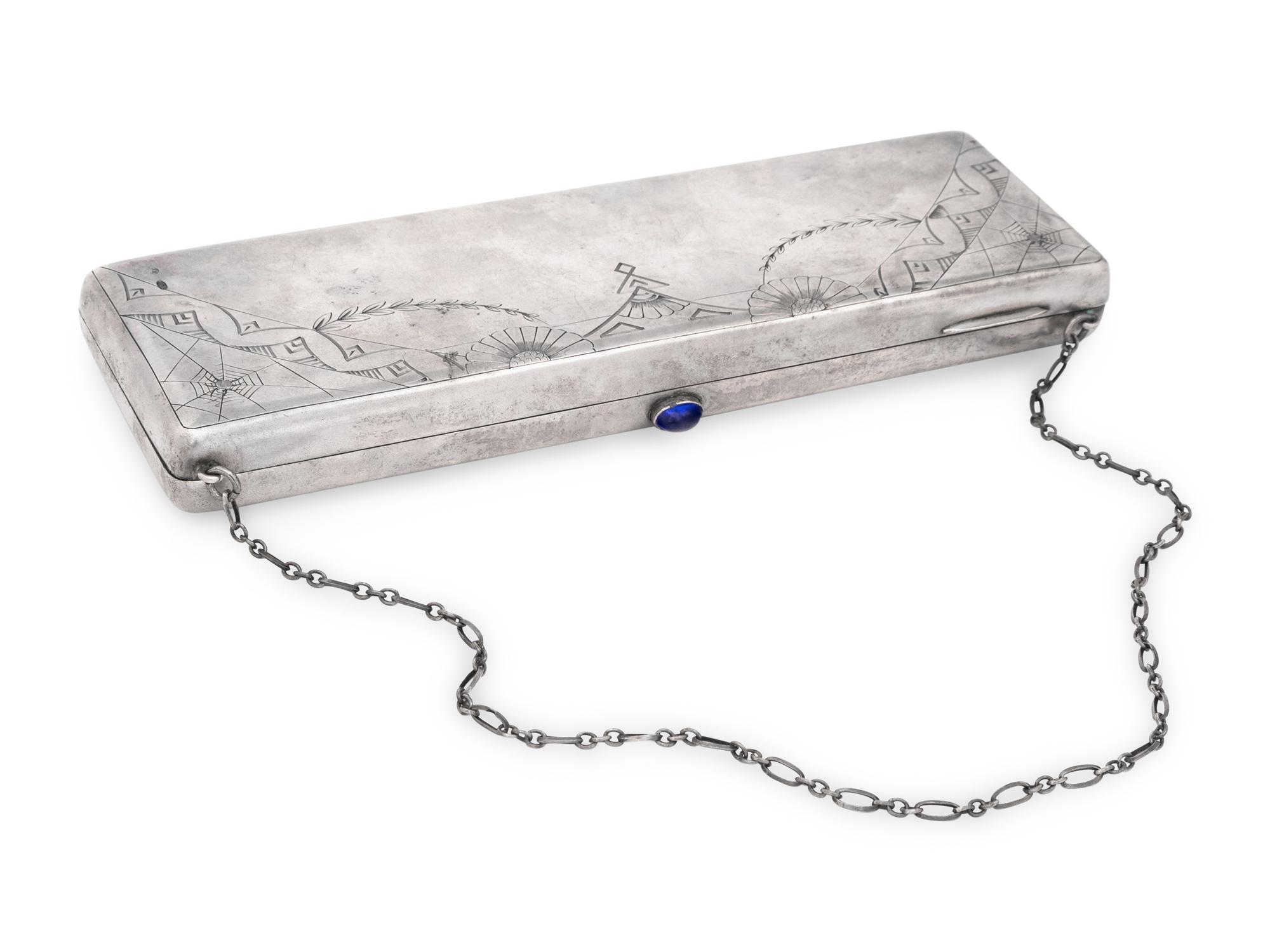 A Russian Silver and Cabochon Mounted Purse