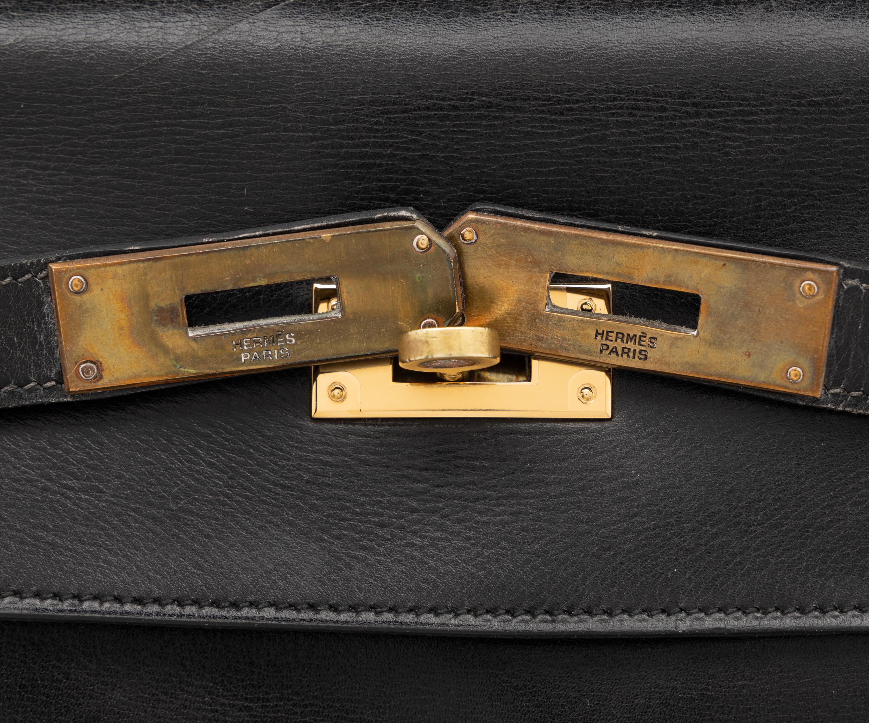 Vintage Hermès, Kelly 35 & Travel Jewelry Case in Noir Box Leather