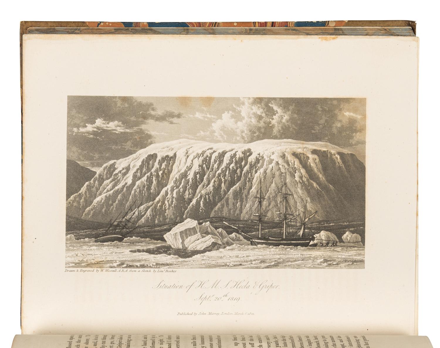 PARRY, William Edward, Sir (1790-1855). Journal of a Voyage for the Discovery of a North-West Passage from the Atlantic to the Pacific; Performed in the Years 1819-20, in His Majesty's Ships Hecla and Griper . -- A Supplement to the Appendix of Captain Parry's Voyage for the Discovery of a North-West Passage...containing an account of the subjects of Natural History . London: William Clowes for John Murray, 1821, 1824.