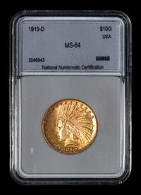 A 1910-D Indian Head $10 Gold Coin