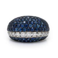 Sapphire, Diamond, and White Gold Ring