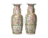 A Pair of Large Chinese Export Porcelain Rose Medallion Vases