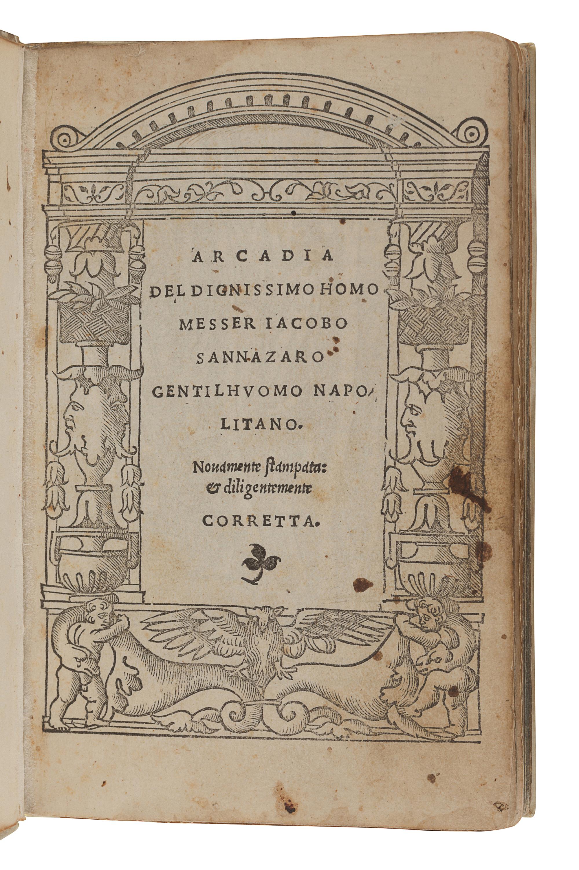SANNAZARO, Jacopo (1458-1530). Arcadia. Venice: Niccolo Zoppino, 10 September 1524.