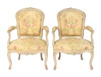 A Pair of Louis XV Yellow-Painted Fauteuils en Cabriolet — JEAN-BAPTISTE GOURDIN, CIRCA 1760