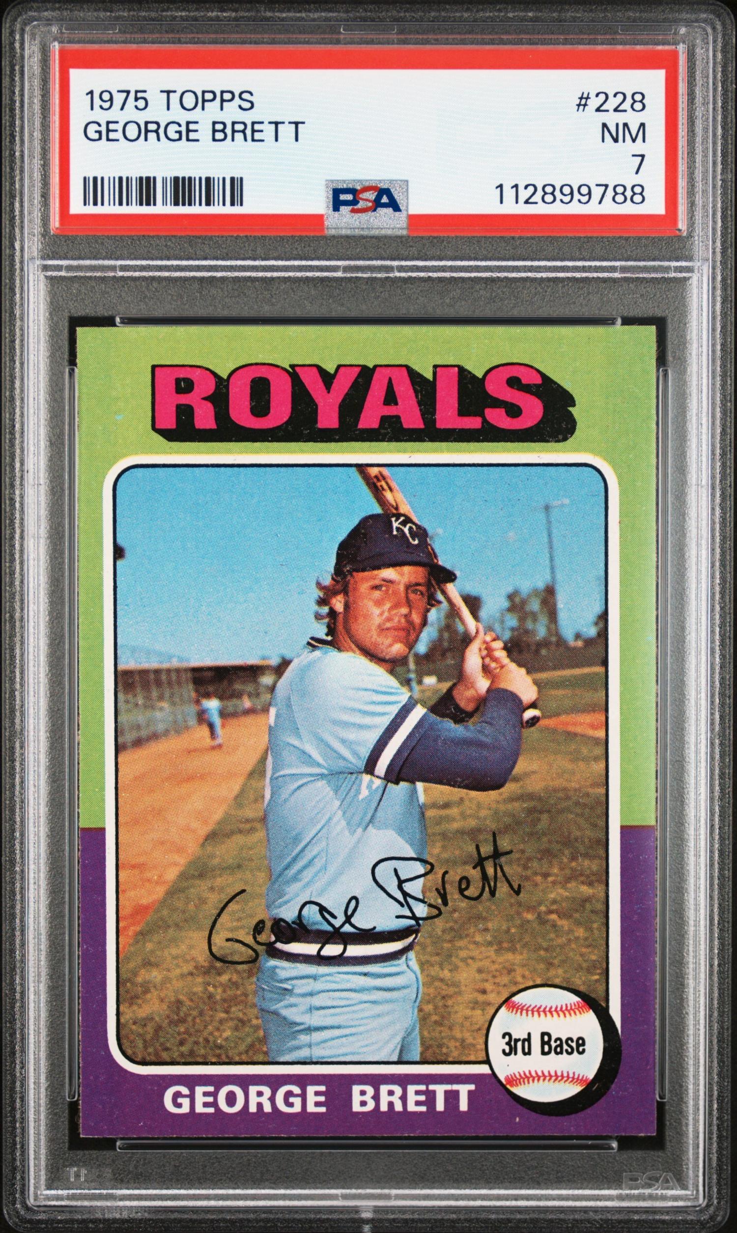 A 1975 Topps George Brett Rookie Baseball Card No. 228 (PSA 7 NM)