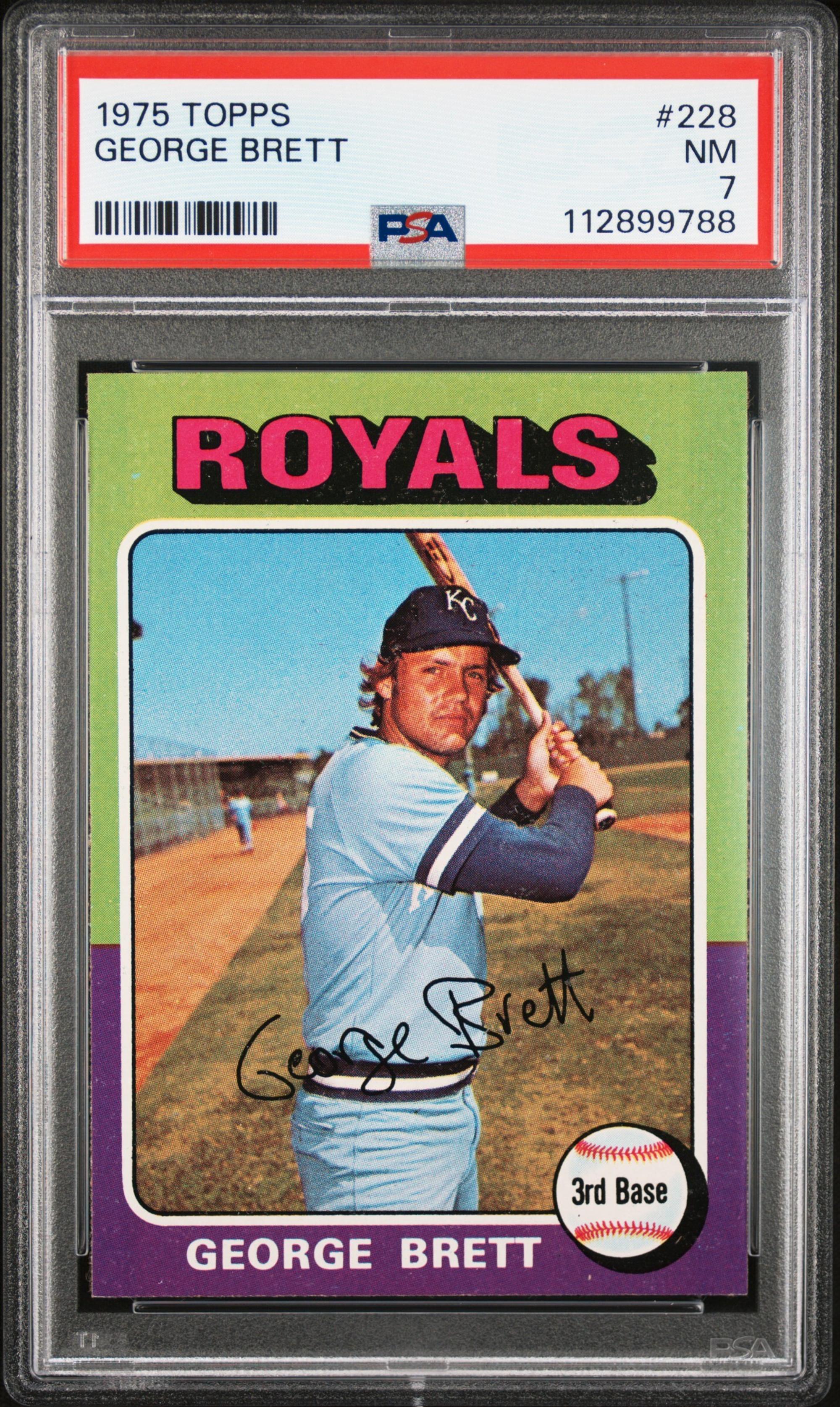 A 1975 Topps George Brett Rookie Baseball Card No. 228 (PSA 7 NM)