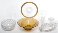 A Group of Glass Articles Diameter of tray 13 inches.