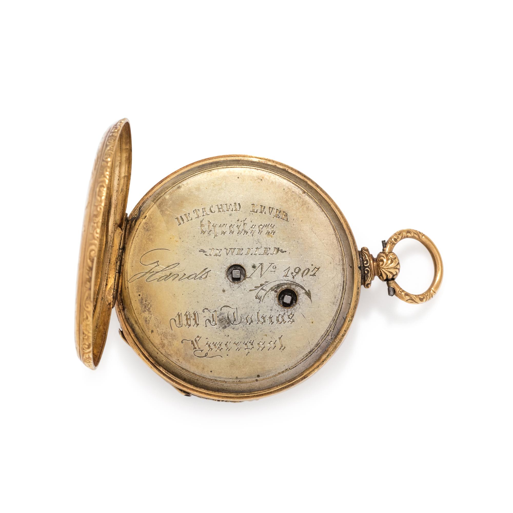 M.J. TOBIAS, 18K YELLOW GOLD OPEN FACE POCKET WATCH