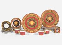 A Versace enameled porcelain part dinner service in the "Medusa" pattern, produced by Rosenthal Studio Line, Germany, modern