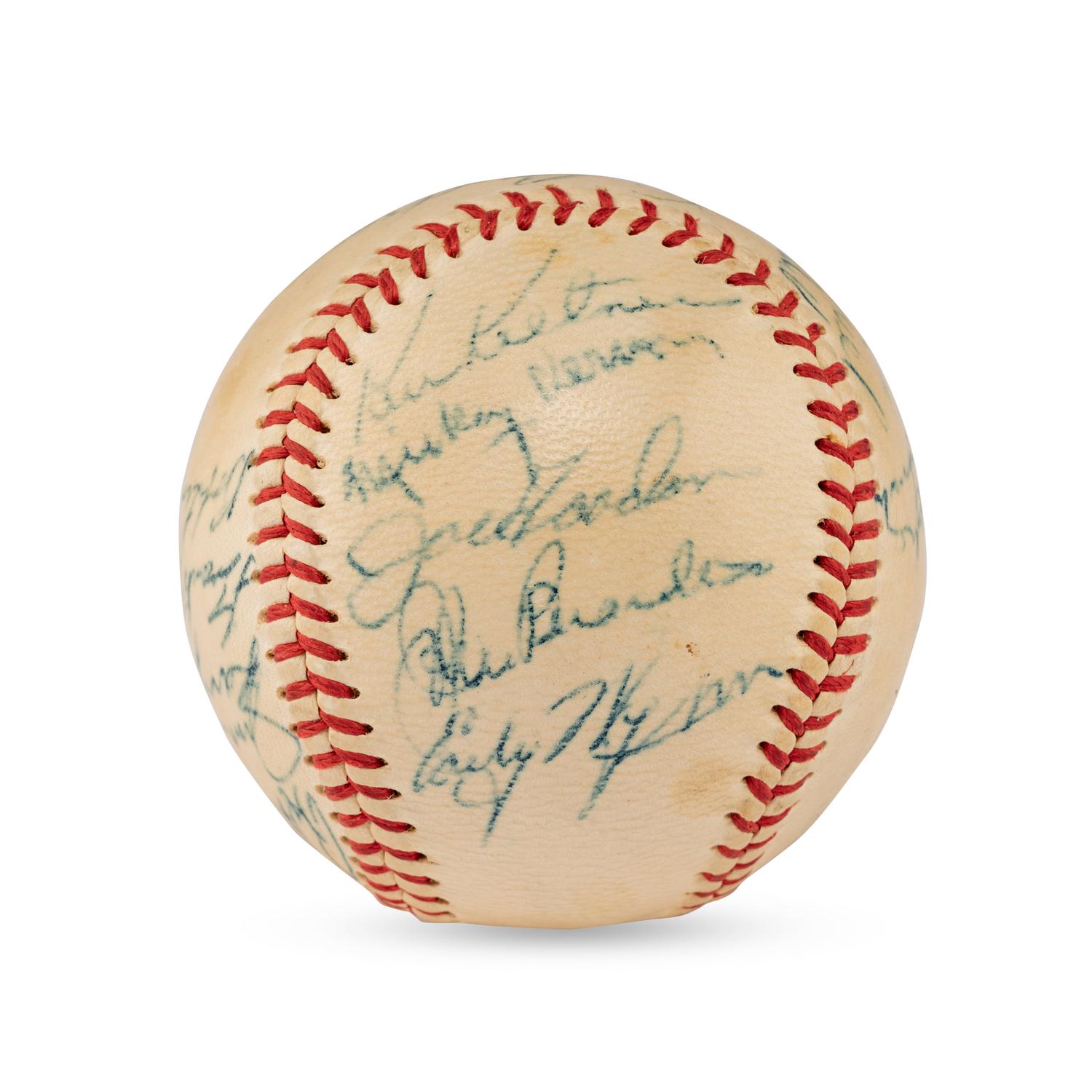A 1949 Cleveland Indians Team Signed Autograph Baseball Featuring Multiple Hall of Famers (PSA Letter of Authenticity),