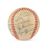A 1949 Cleveland Indians Team Signed Autograph Baseball Featuring Multiple Hall of Famers (PSA Letter of Authenticity),