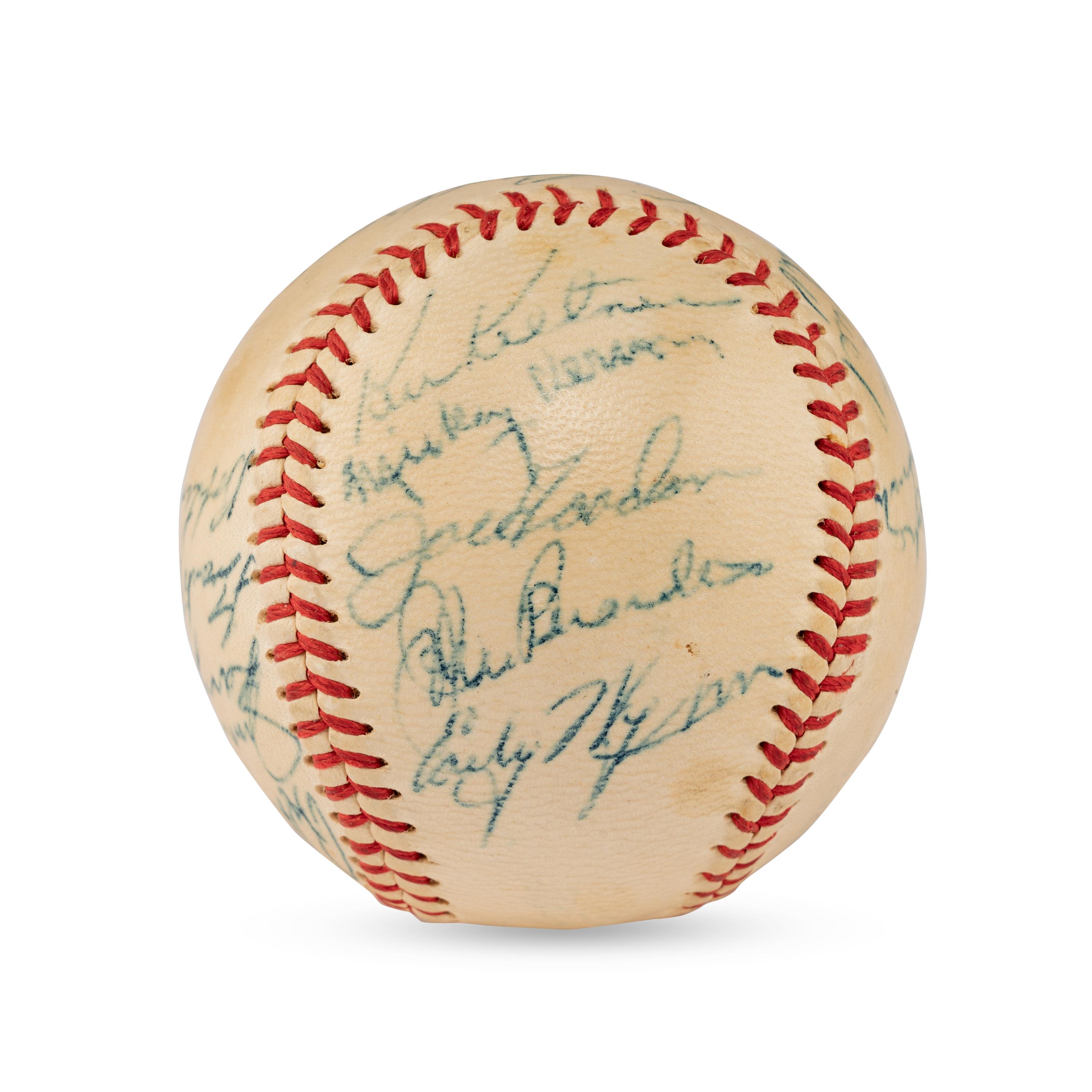 A 1949 Cleveland Indians Team Signed Autograph Baseball Featuring Multiple Hall of Famers (PSA Letter of Authenticity),