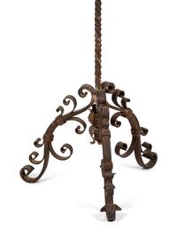 A Spanish Baroque Style Wrought Iron Torchère with Bell