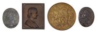 A Group of Four Continental Bronze Plaques Diameter of largest 7 1/4 inches.