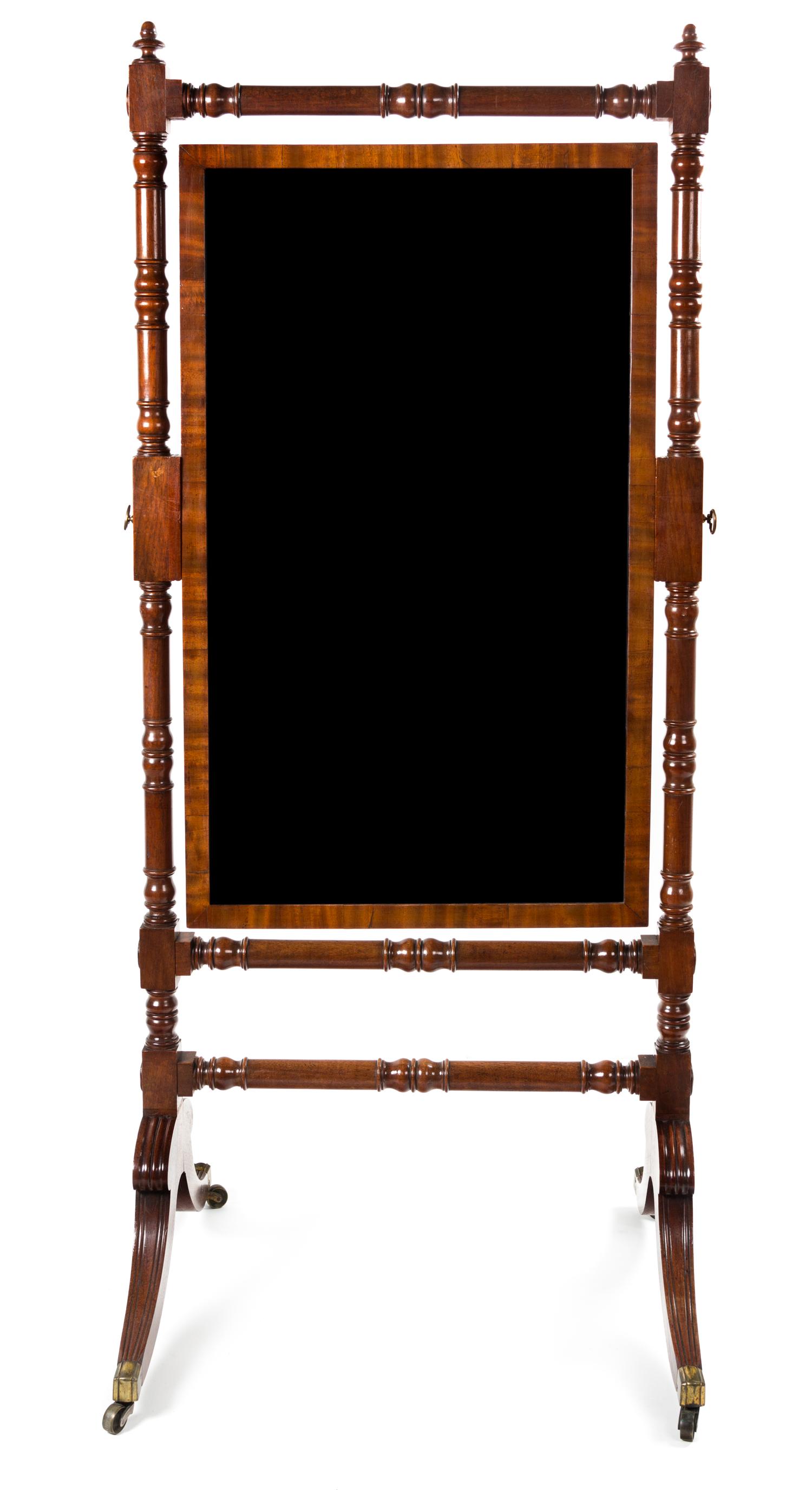 A George III Style Mahogany Cheval Mirror — LATE 19TH CENTURY