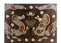 A Fine Pair of Korean Two-Tiered Mother-of-Pearl, Shagreen, and Wire Inlaid Cabinets
