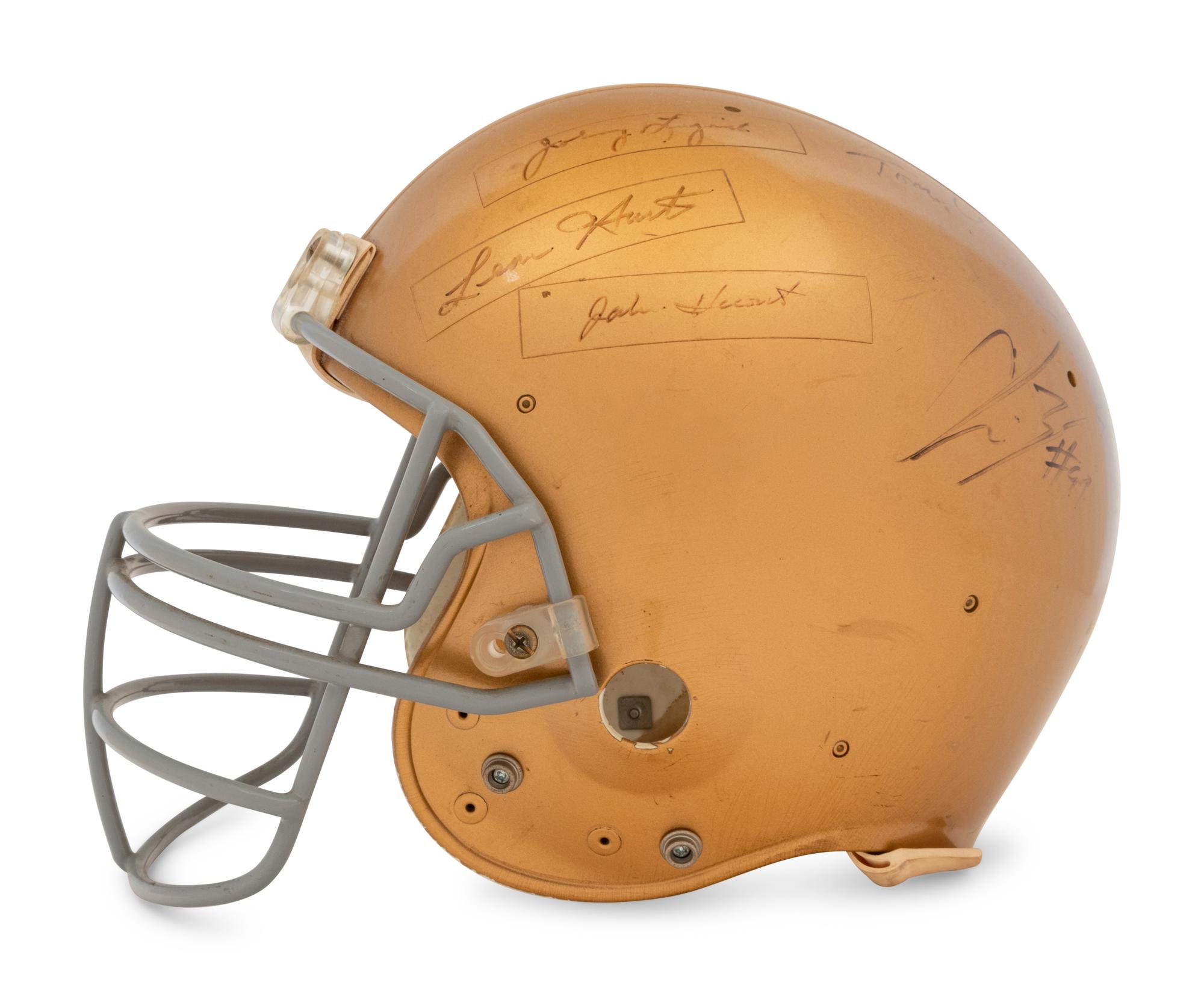A Multi-Signed Autograph Notre Dame Football Legends Helmet Formerly Displayed at Mike Ditka's Restaurant