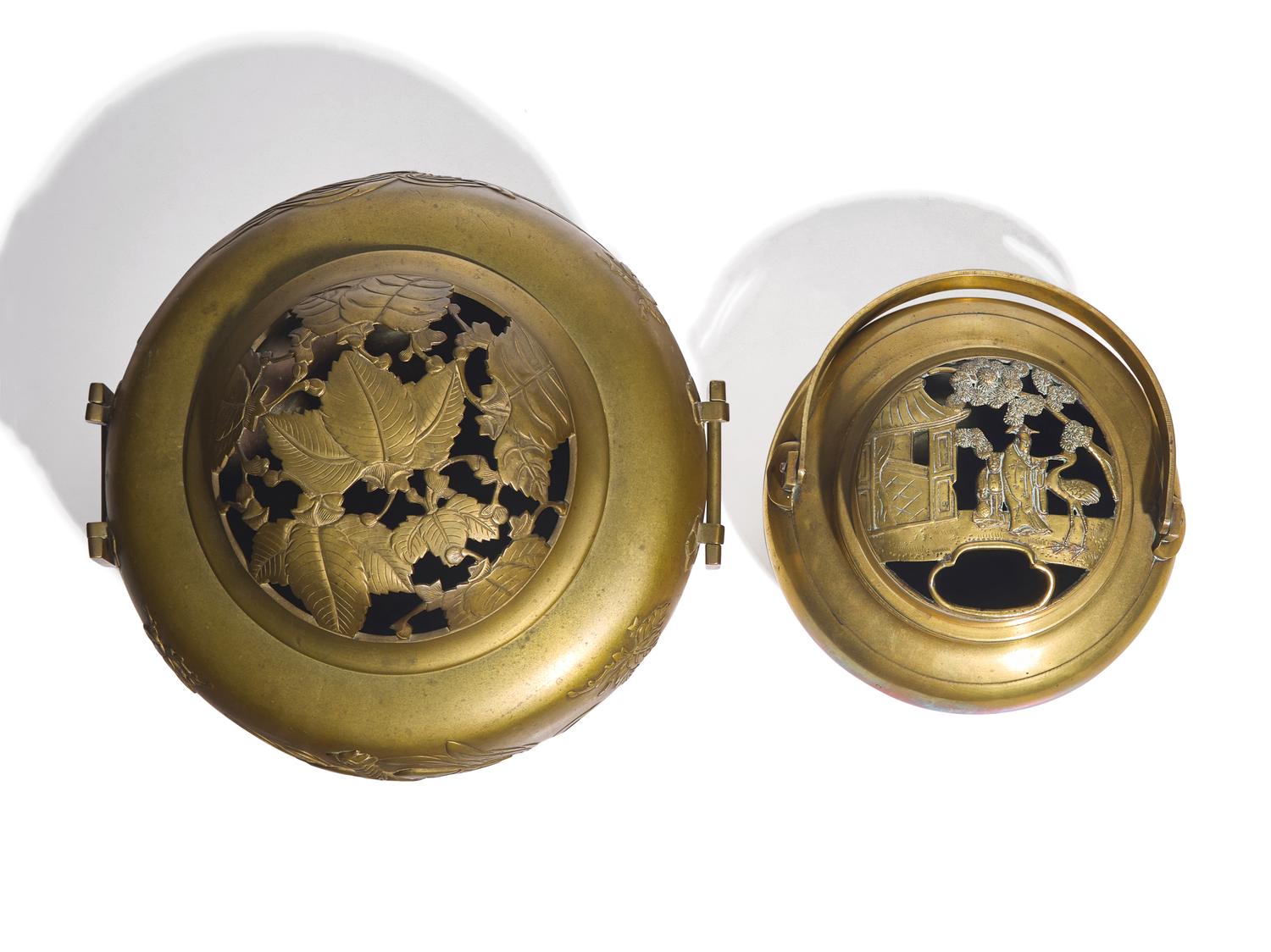 Two Japanese Bronze Warmers