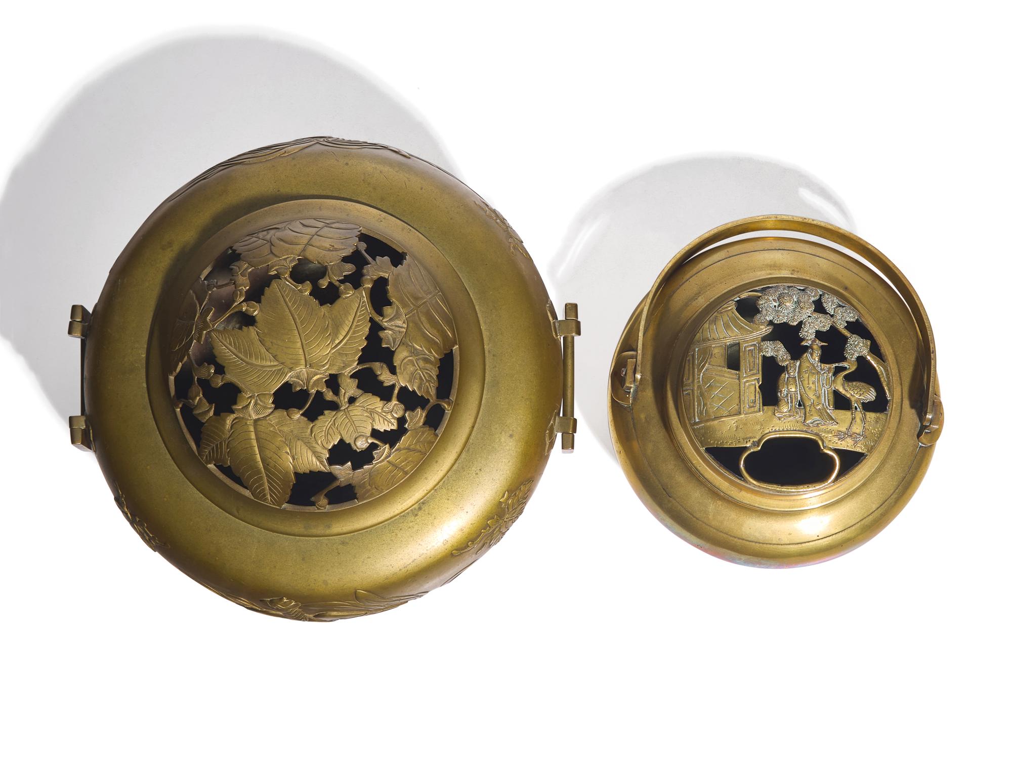 Two Japanese Bronze Warmers