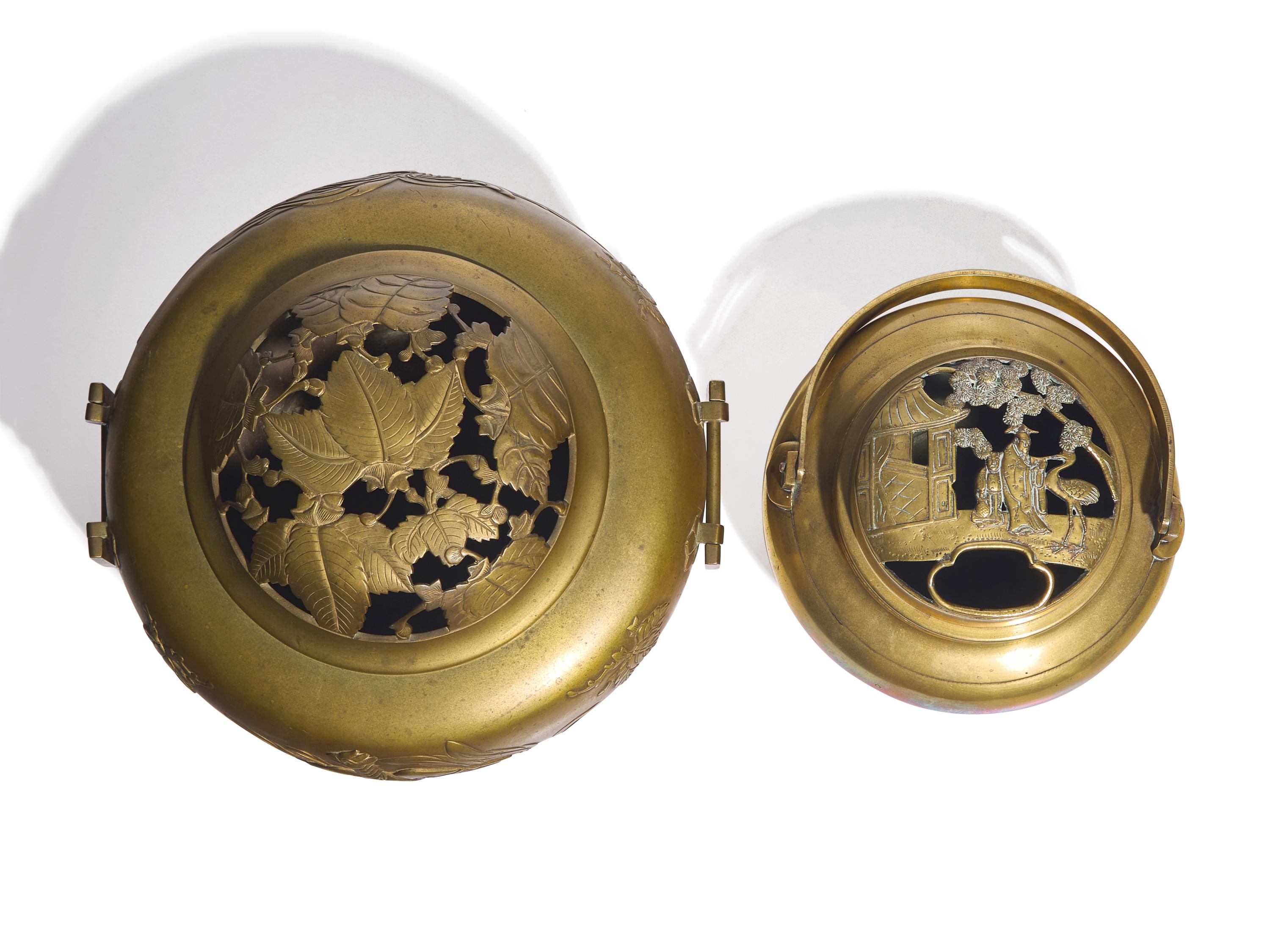 Two Japanese Bronze Warmers