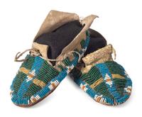 Cheyenne Child's Beaded Hide Moccasins