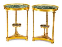 A Pair of Neoclassical Style Gilt-Bronze Two-Tier Gueridons