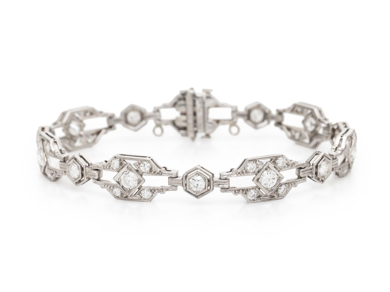 CD PEACOCK, ART DECO, DIAMOND AND PLATINUM BRACELET