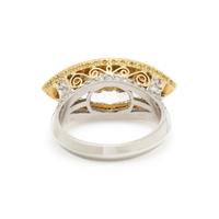 EAST-WEST MARQUISE CUT DIAMOND AND YELLOW DIAMOND RING