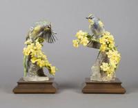 A Pair of Royal Worcester Dorothy Doughty Birds, Audubon's Warbler, Height 8 1/2 inches.