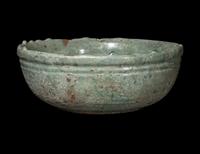 A Chinese Silver Iridescent Green Glazed Pottery Bowl