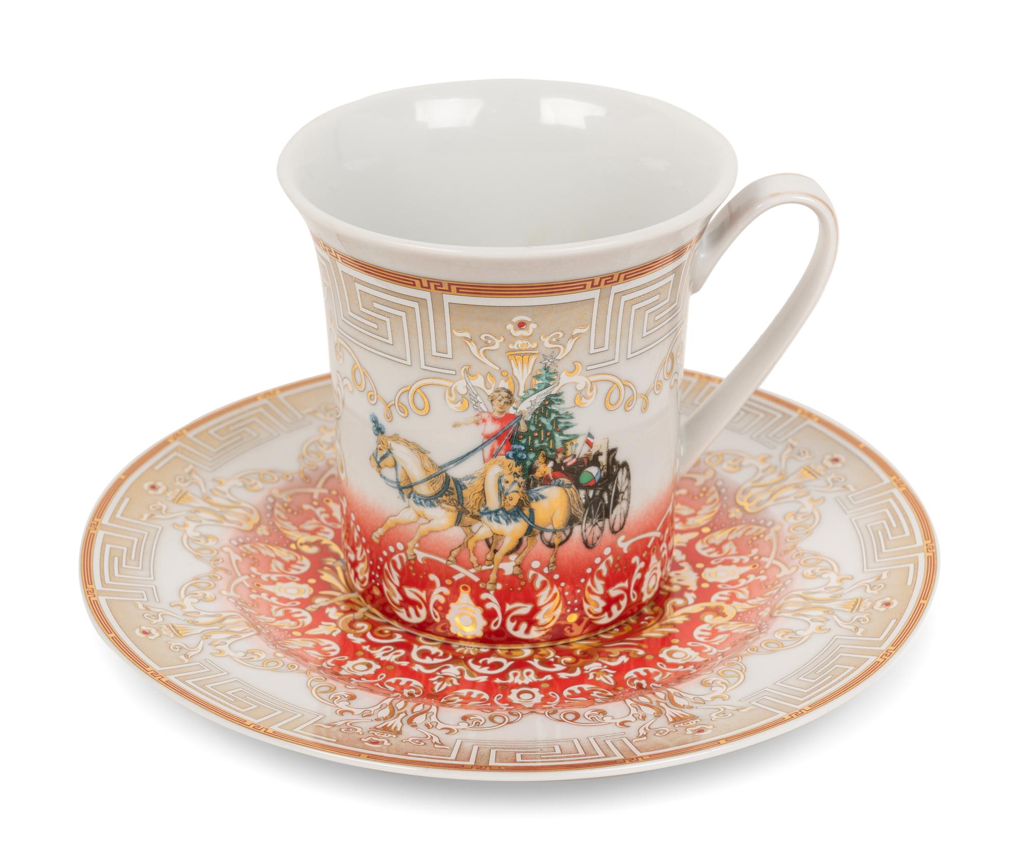 A Group of Versace Christmas Chariot Porcelain Table Articles